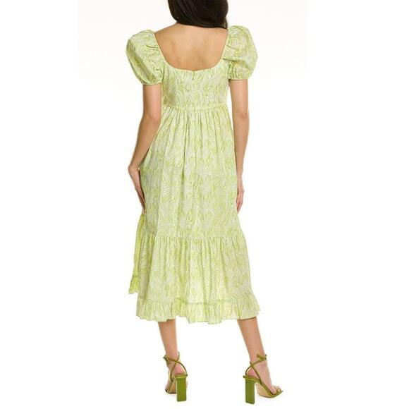 NWOT Cinq à Sept Tevah Poplin Keyhole Midi Dress White & Lima Bean Green Size 4 - Picture 3 of 8